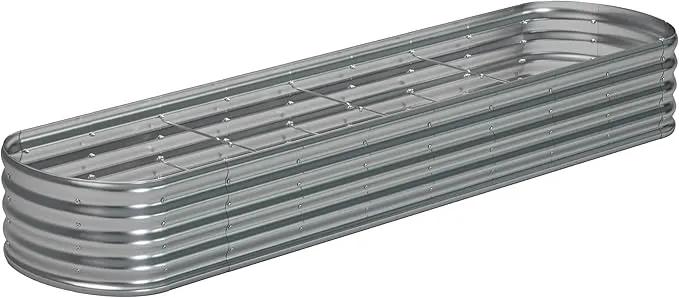 12x2x1.3 Oval Galvanized Raised Garden Bed,Outdoor Planter Box Metal Patio Kit Planting Bed for Vegetables Flowers and Succulents by GreenHaven Gardens