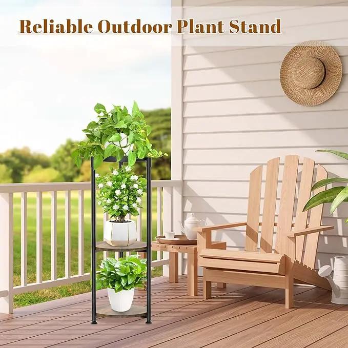 KMOTASUO 3 Tier Tall Metal Plant Stand, 35 Inch Plant Stands Indoor Outdoor, Rustproof Flower Pot Holder Display Rack for Corner Patio Garden Balcony Living Room by GreenHaven Gardens