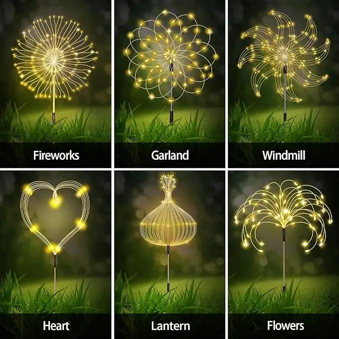 Maleyt Solar Garden Lights 8 Pack, Solar Powered Outdoor Decorative Lamps, 120 LED Solar Firework Lights with Remote Control, 8 Modes Waterproof DIY Landscape Lighting for Backyard Garden Decoration by GreenHaven Gardens