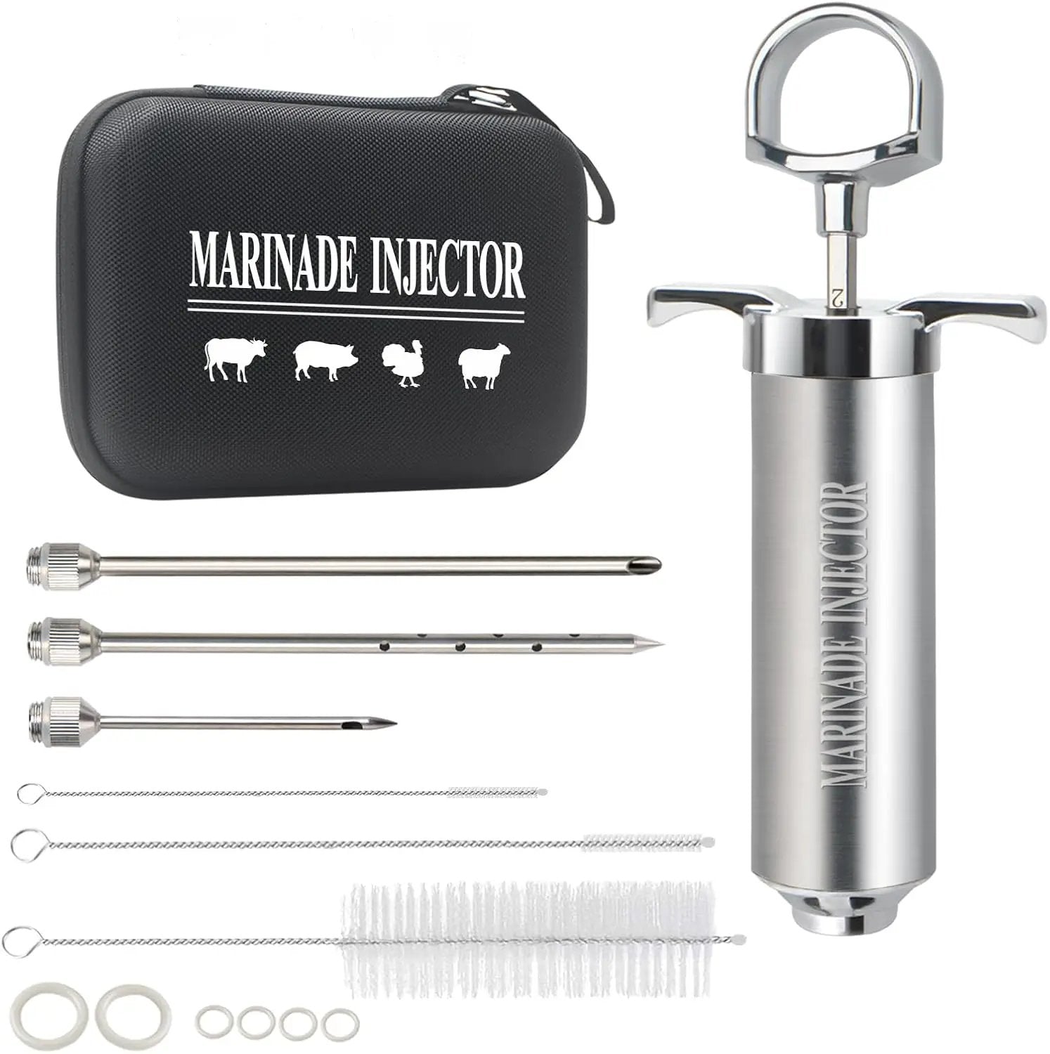 Meat Injector,Turkey Seasoning Injection Kit with 3 Professional Marinade Injector Needles for Grill Smoker BBQ Brisket; Include User Manual, E-Book - Storage Case by GreenHaven Gardens
