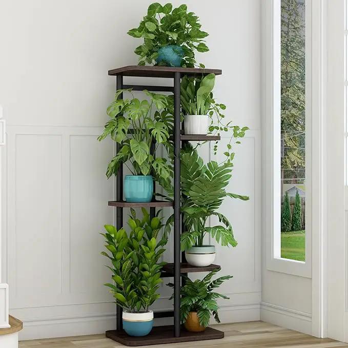 LINZINAR Plant Stand 5 Tier 6 Potted Indoor Plant Shelf Multiple Stands for Garden Corner Balcony Living Room by GreenHaven Gardens