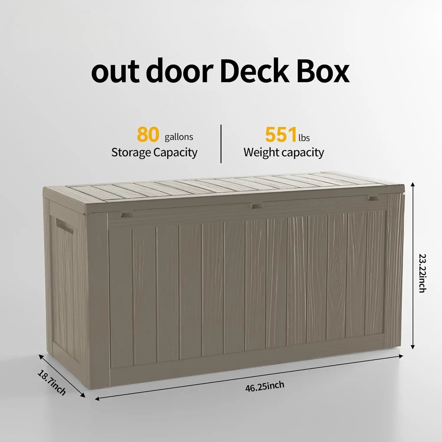 80 Gallon Resin Deck Box, Waterproof Outdoor Storage Bin for Patio Furniture, Pool Accessories, and Garden Tools, Lockable & UV-Resistant, Grey by GreenHaven Gardens