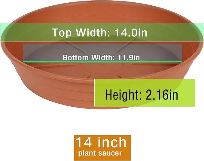 Plant Saucer 14 Inch 2 Pack 6 8 10 12 14 16 18 20 25, Plastic Plant Trays for Pots，Extra-Deep Plant Water Dray Tray, Bird Bath Bowl, Heavy Flower Plant Saucers Indoors and Outdoor No Holes by GreenHaven Gardens