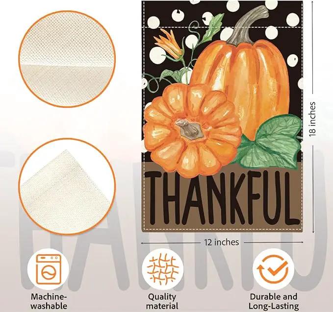 Fall Thankful Garden Flag Autumn Pumpkin Garden Flag 12x18 inch Double Sided Fall Thanksgiving Flags Holiday Decorations for Yard Outdoor Home Porch (Flay 1807) by GreenHaven Gardens
