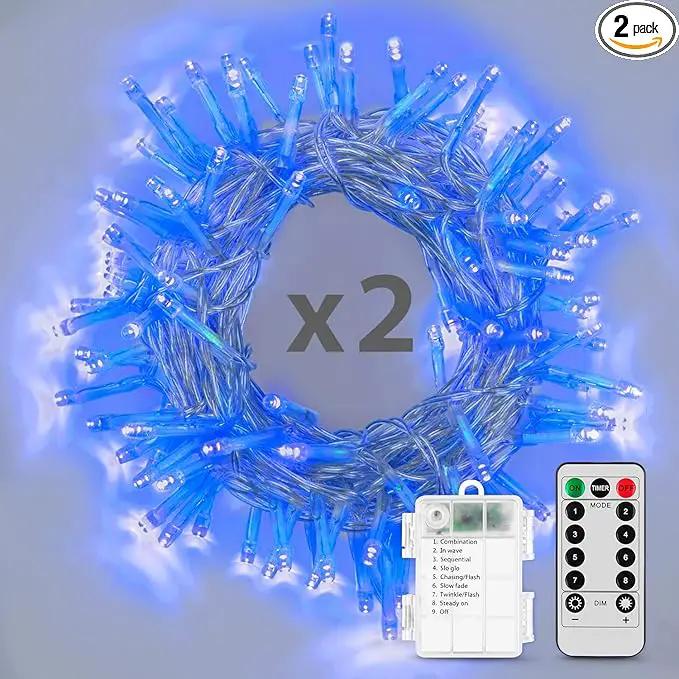 String Lights, 2 Pack Battery Operated String Lights with Remote Timer Waterproof 8 Modes String Lights for Bedroom,Garden,Party,Xmas Tree Indoor Outdoor Decorations (Blue, 16.4) by GreenHaven Gardens