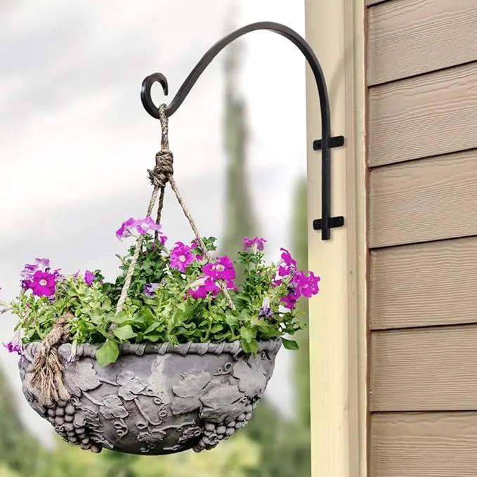 AJART Plant Hanger Bracket Outdoor: 16-Inch Metal Bird Feeder Wall Hook - Heavy Duty Plant Hanger Hooks for Hanging Flower Baskets by GreenHaven Gardens