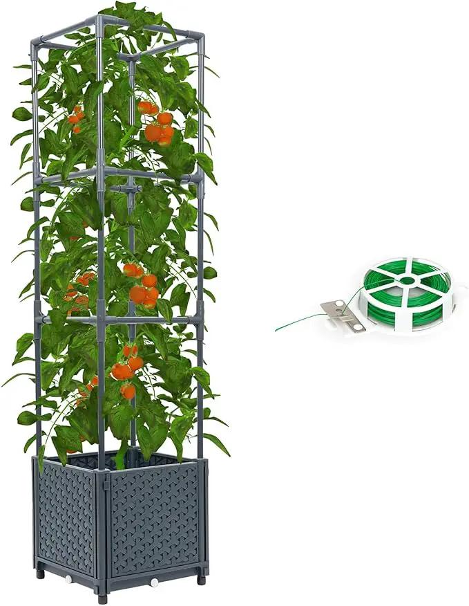 Raised Garden Bed with Tomato Planter Box Trellis by GreenHaven Gardens