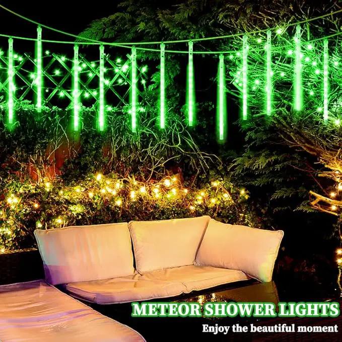 High Brightness 10 Tube 12 Inch 360 LED Meteor Shower Rain Lights Cascading Falling Rain Outdoor Light for Christmas Halloween Tree Raindrop Decoration by GreenHaven Gardens