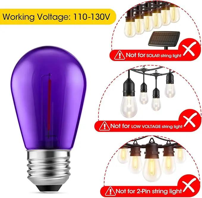 Meconard S14 Purple and Orange LED Light Bulbs, 24Pack 1W Plastic Shatterproof Waterproof LED Bulbs for Indoor Outdoor String Lights, E26 Base, Halloween Decoration, String Light Replacement Bulbs by GreenHaven Gardens