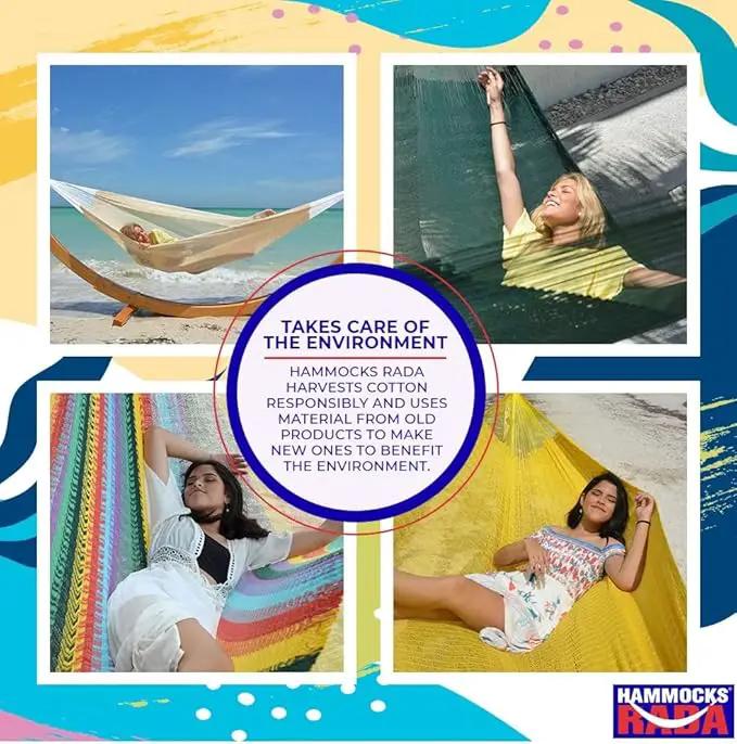 Handmade Hammocks - Hammocks Rada Handmade Yucatan Hammock - Artisan Crafted in Central America - Natural, Fits Most 12.5 Ft. - 13 Ft. Stands - Carries Up to 550 Lbs for Two by GreenHaven Gardens