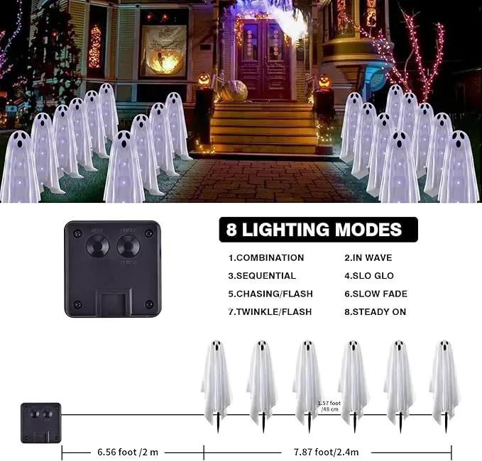 Halloween Decorations Solar Garden Lights Outdoor,6PACKS Halloween Ghost Decorations Lights with Scary Party Gifts Decor,Solar Scary Ghost Path Lights for Halloween Party Decor Cold White by GreenHaven Gardens