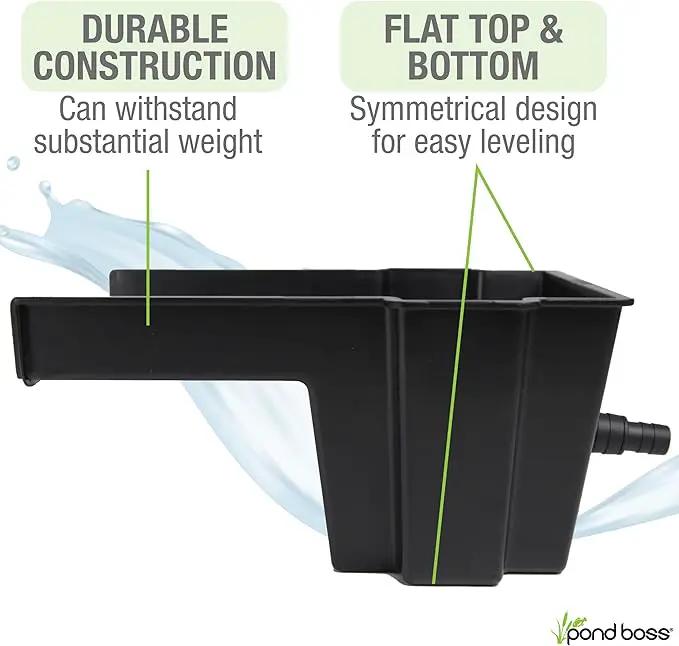 POND BOSS Waterfall Spillway, 8 inch Wide Weir, Waterfall Box, Smooth Flow, Durable Construction, Easy to Install, Great for Waterfalls, Pondless Water Features and Streams by GreenHaven Gardens