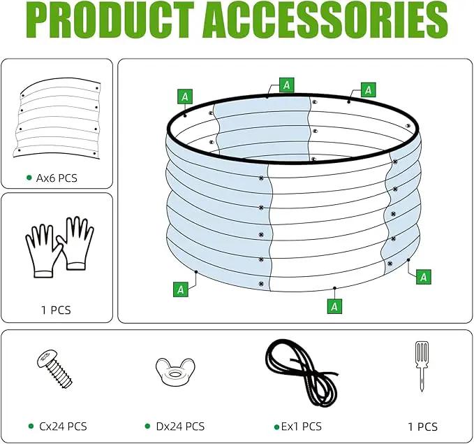 SnugNiture 3 Pcs 2x2x1ft Round Galvanized Raised Garden Bed Kit Outdoor, Metal Planter Box for Planting Plants Vegetables, Brown by GreenHaven Gardens
