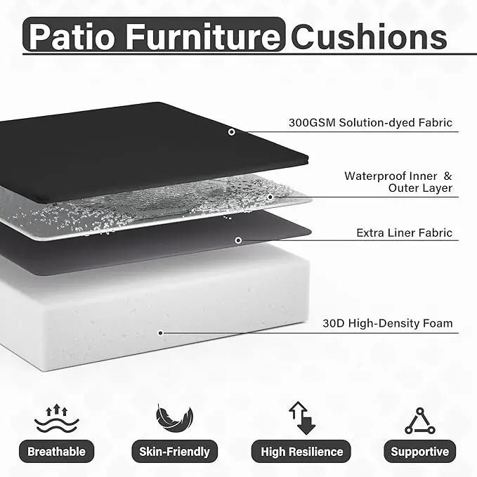 Patio Chair Cushions 22 X 22 X 4 Inch Waterproof Outdoor Seat Cushions for Patio Furniture, Outdoor Sofa Couch Pads with Ties & Handle, Set of 2, Black by GreenHaven Gardens