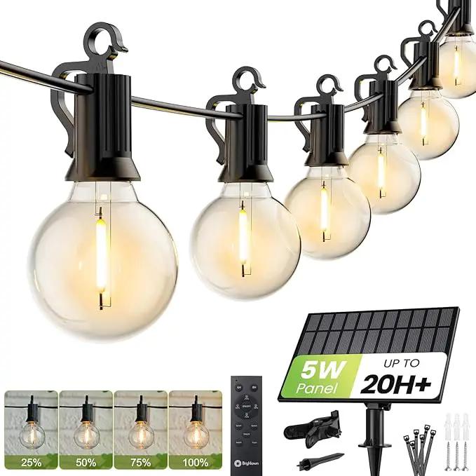 Brightown String Lights Outdoor Waterproof with Remote Cable Ties, 108FT G40 Patio Lights with 50 LED Shatterproof E12 Bulbs, 3 Light Modes, Dimmable Hanging Lights for Backyard Party Decor by GreenHaven Gardens