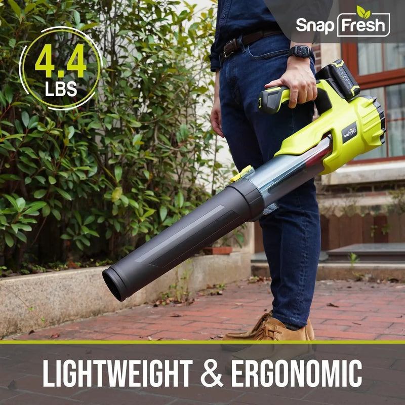 SnapFresh Cordless Leaf Blower - 550CFM Electric Leaf Blower Cordless with 2 x 4.0 Ah Battery and Fast Charger - 20V Lightweight Leaf Blower for Yard and Garden, Battery Operated Blower for Lawn Care by GreenHaven Gardens