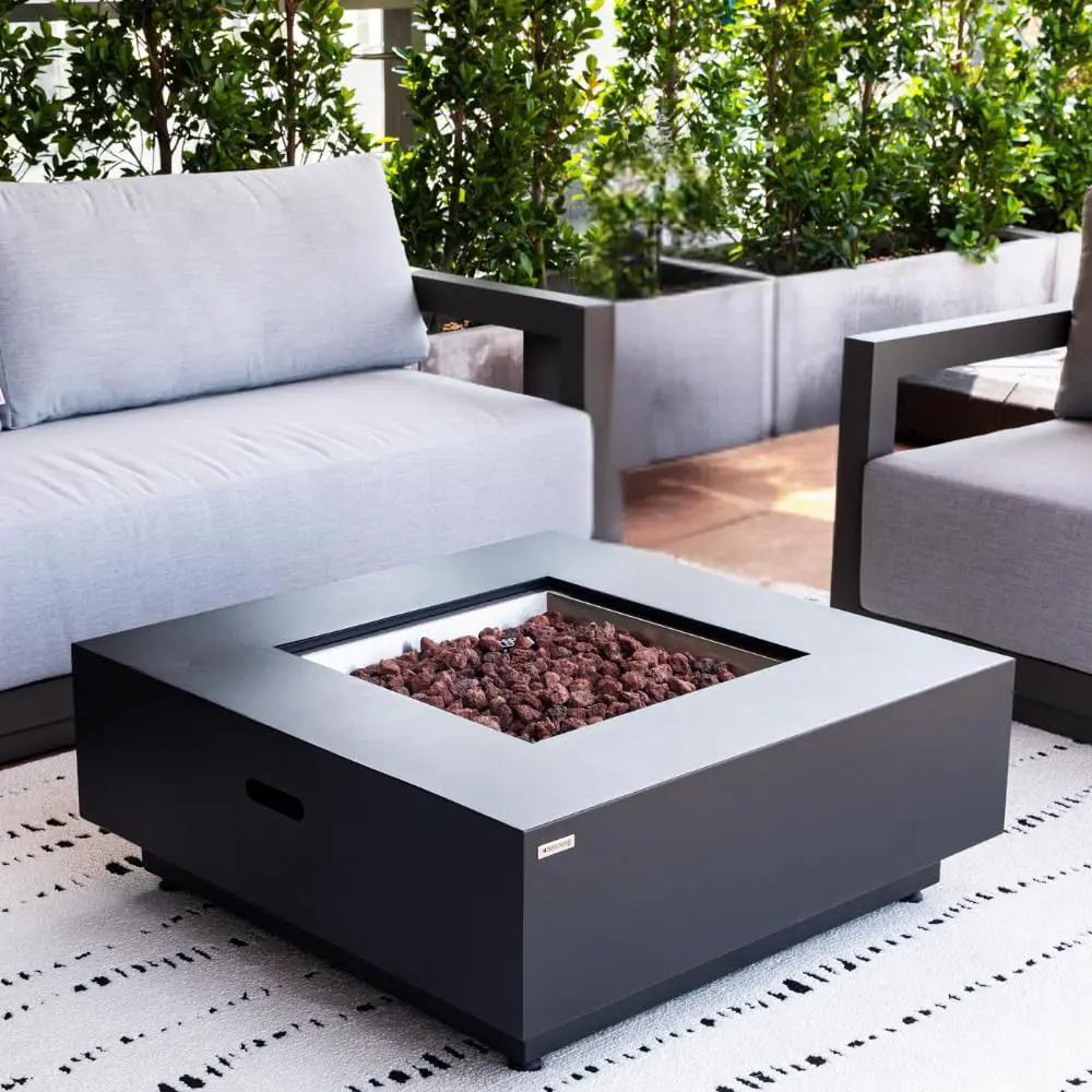 Ashton 36” Propane Fire Pit Smokeless Firepit Outdoor Gas Fire Pit for Outside Patio Firepit Table Includes Rain Cover Converter Kit Lava Rocks Lid CSA Certified by GreenHaven Gardens