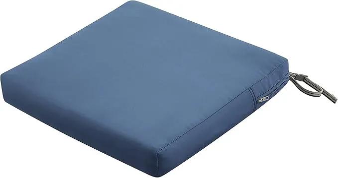 Classic Accessories Ravenna Water-Resistant 19 x 19 x 3 Inch Patio Seat Cushion, Empire Blue, Chair Seat Cushion by GreenHaven Gardens