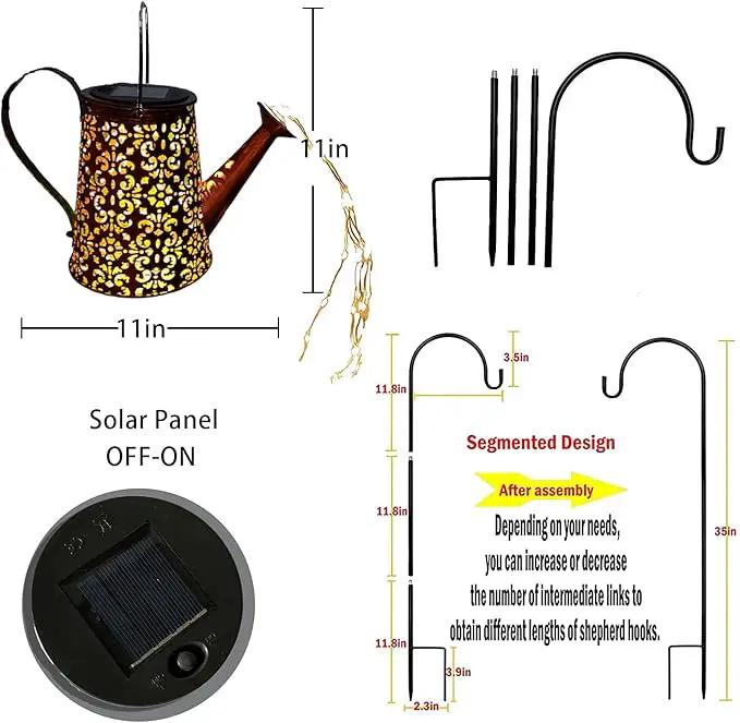 Solar Watering Can Lights Hanging Kettle Lantern Light - Waterproof Garden Decor Metal Retro Lamp for Outdoor Table Patio Lawn Yard Pathway with Hook by GreenHaven Gardens