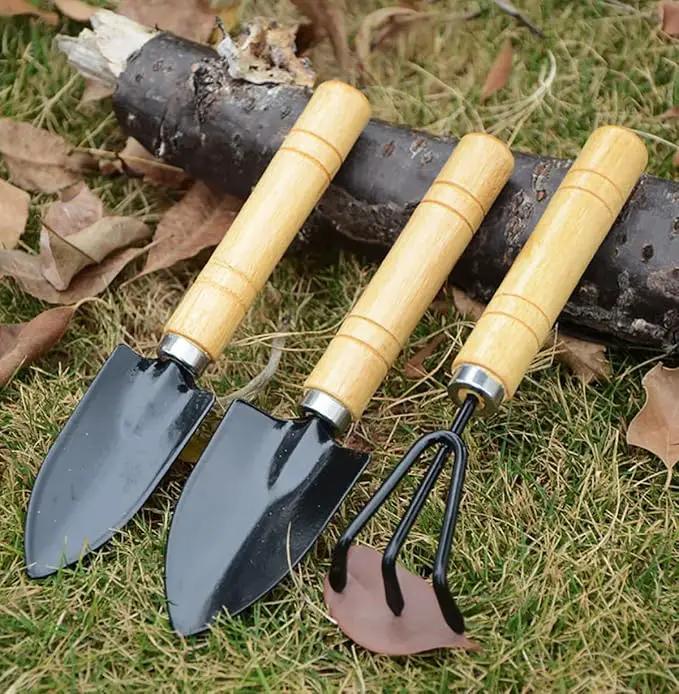 Garden Tools Set-Garden Rake Trowel, Small Succulent Plant Transplant Trowel Set,3 Piece Mini Premium Gardening Hand Kit,1 Narrow Shovel,1 Wide Shovel and 1 Garden Tools Set Gift for Older and Kids by GreenHaven Gardens