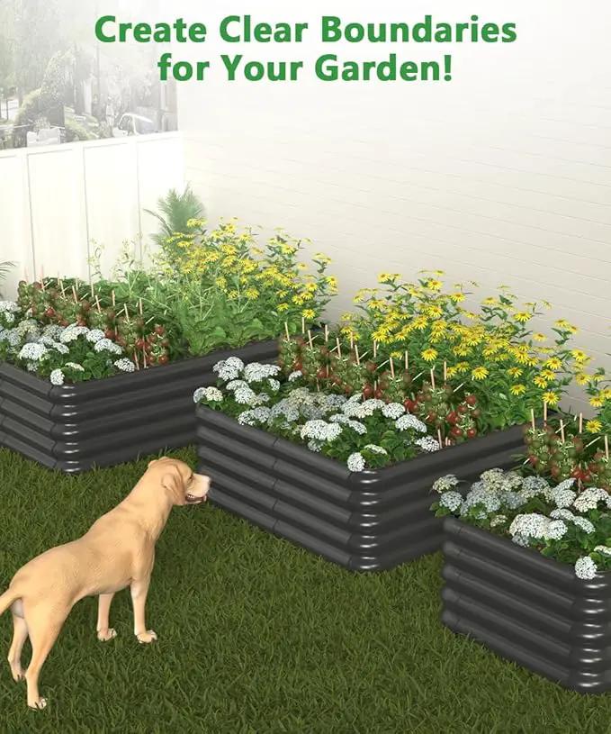 4.3x3.0x1.0ft Raised Garden Bed Kit, Rustproof PP Material Garden Box, Flower Bed with Tool-Free Assembly Design, Rectangular Planter Boxes for Outdoor Vegetables Flower Fruit Herb, Black by GreenHaven Gardens