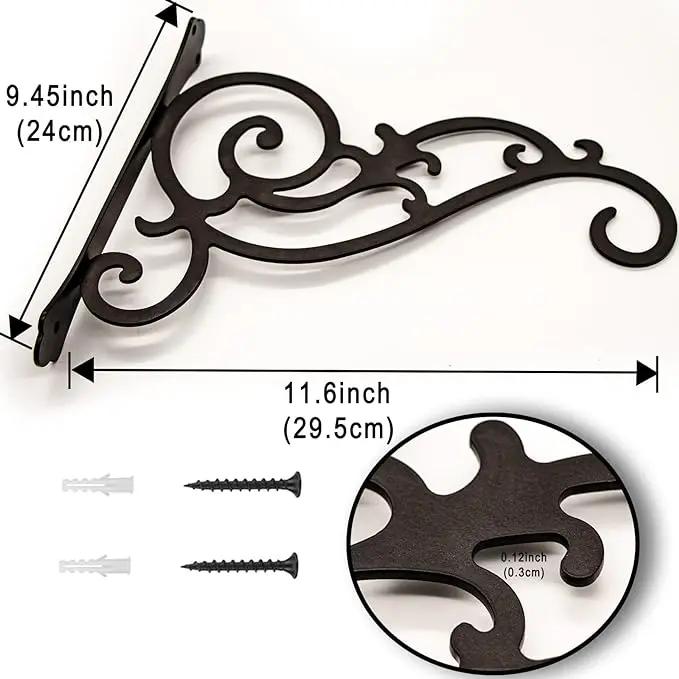 GSY 2 Pcs Hanging Plant Bracket 12-Inch,Wall Hook Hanging Plant Brackets,Black Iron Plants Indoor/Outdoor Planter Hangers Hooks,for Hanging Lanterns,Bird Feeders,Wind Chimes,Planters by GreenHaven Gardens