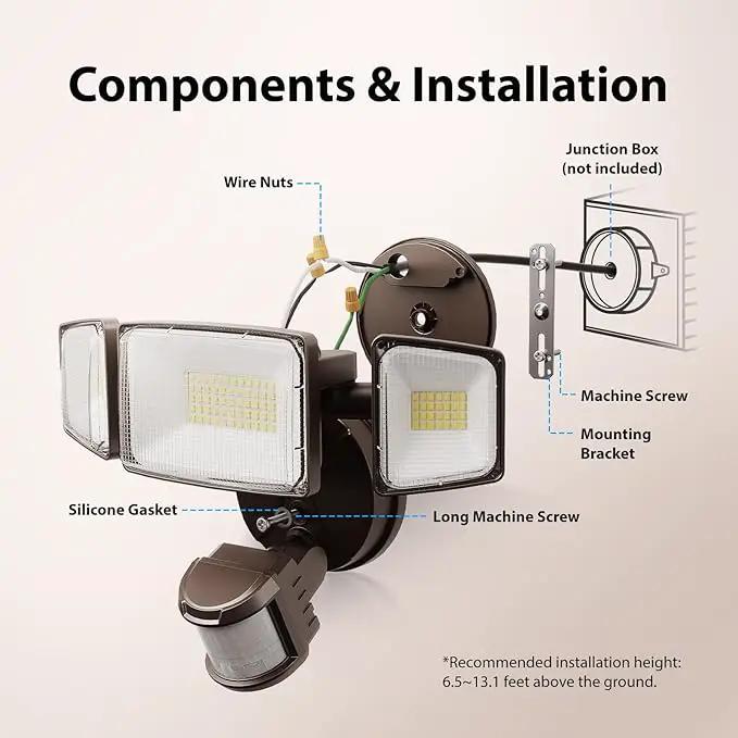 Onforu 75W LED Motion Sensor Outdoor Lights, Dusk to Dawn Flood Light Outdoor Motion Sensor, Hardwired Security Lights Floodlights Outside 7500LM 6500K Daylight IP65 Waterproof (Brown) by GreenHaven Gardens