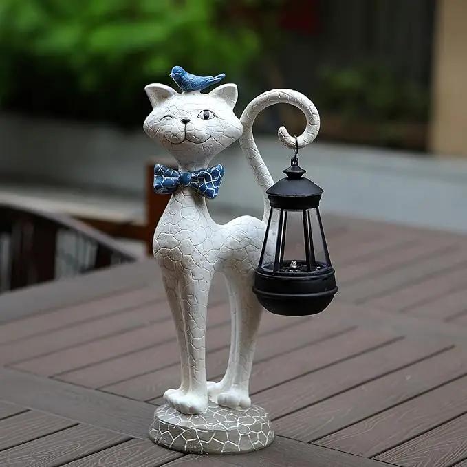 Solar Outdoor Garden Statues Light,Cat Figurines with Cute Birds Garden Sculpture Decor, Unique Christmas Gifts for Women, Men or Daughter, Housewarming Gifts and Yard Decoration by GreenHaven Gardens