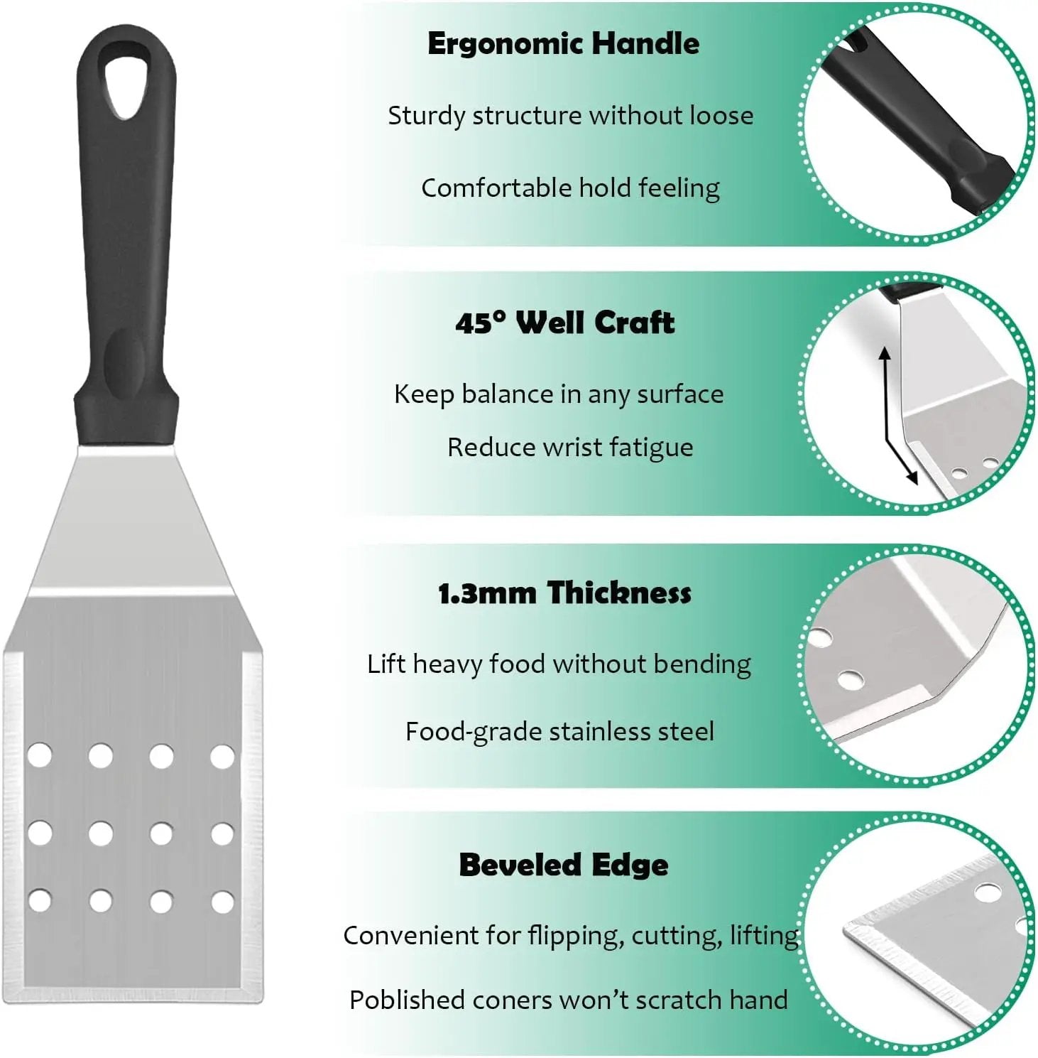Griddle Accessories Kit of 20, HaSteeL Heavy Duty Metal Spatula Set, Stainless Steel Teppanyaki Tools for Flat Top, Barbecue Grilling Indoor & Outdoor, Melting Dome, Burger Turner, Dishwasher Safe by GreenHaven Gardens