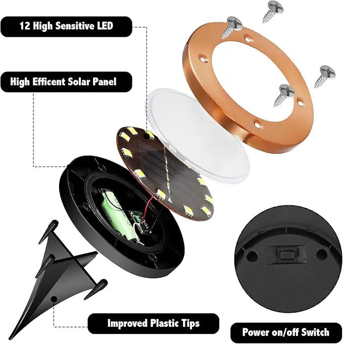 Solar Ground Lights Outdoor Waterproof Flat Garden Solar Disk Lights Floor 12 LED 8 Pack for Garden Patio Pathway Landscape Driveway Yard Path Decor by GreenHaven Gardens