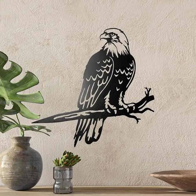 Bald Eagle Metal Bird Yard Art, Outdoor Tree Decor, Eagle Statue Gift for Men by GreenHaven Gardens