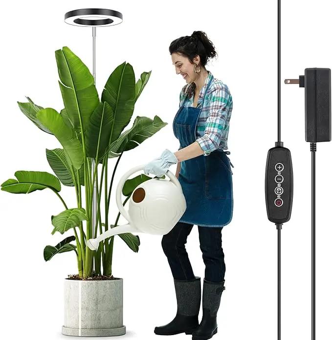 LORDEM Grow Light for Indoor Plants, 7.9" Full Spectrum LED Plant Grow Light, Height Adjustable Growing Lamp with Auto Timer 4H/8H/12H, 6 Dimmable Levels, Black, 1 Pack by GreenHaven Gardens