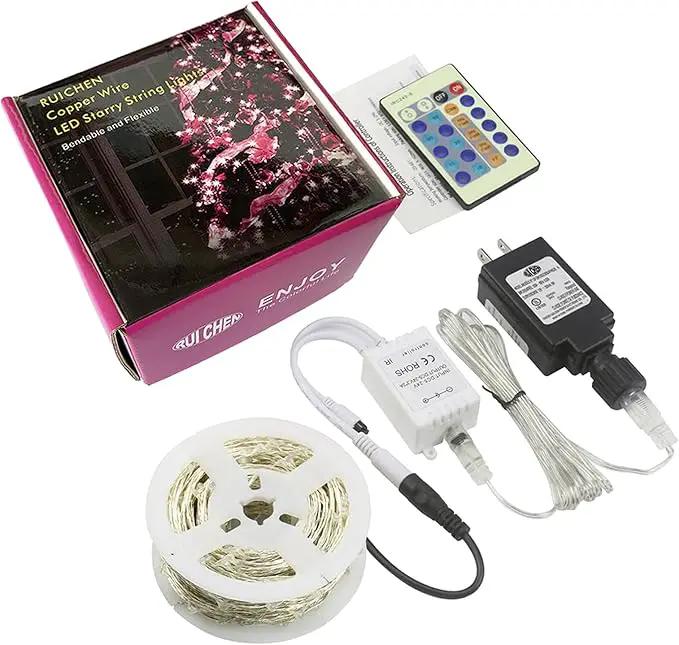 RUICHEN Green Dimmable Fairy Lights Plug in, Super Long 165 Ft 500 LED Twinkle String Lights with Remote, Waterproof Silver Wire Firefly Lights for Christmas Wedding Party Bedroom Patio Garden by GreenHaven Gardens