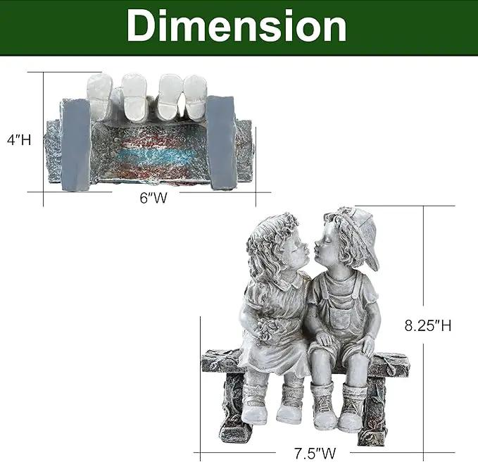 Lily's Home First Kiss Resin Garden Statue, Little Girl and Boy Kissing Yard Miniature Figurine,Small and Exquisite, 9 Inch by GreenHaven Gardens
