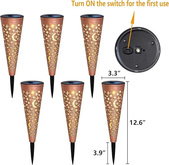 Go2garden Solar Lights Outdoor Decorative Stake Lights Waterproof with Moon Star for Patio, Pathway, Backyard, Outside Decorations, Lawn Ornaments,Garden Gifts (Copper, 6pack) by GreenHaven Gardens