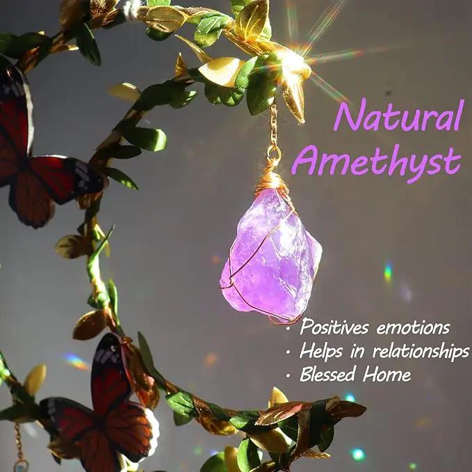 Suncatcher - Amethyst Moon Crystal Sun Catcher Window Hanging, Good Luck Charms Gifts for Women Chrismas Thanksgiving Birthday Crystal by GreenHaven Gardens