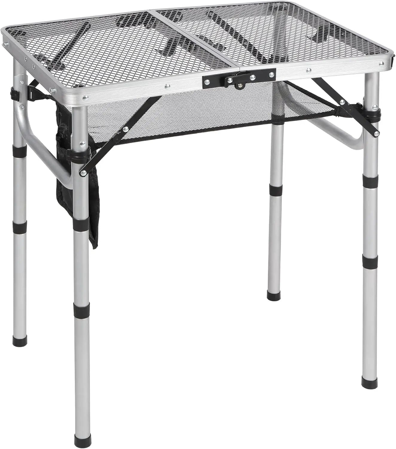 REDCAMP Small Folding Grill Table for Outside, 2Ft Lightweight 4 Height Adjustable Portable Metal Table with Mesh Desktop, Outdoor Table for Camping Picnic Beach and BBQ, Silver by GreenHaven Gardens