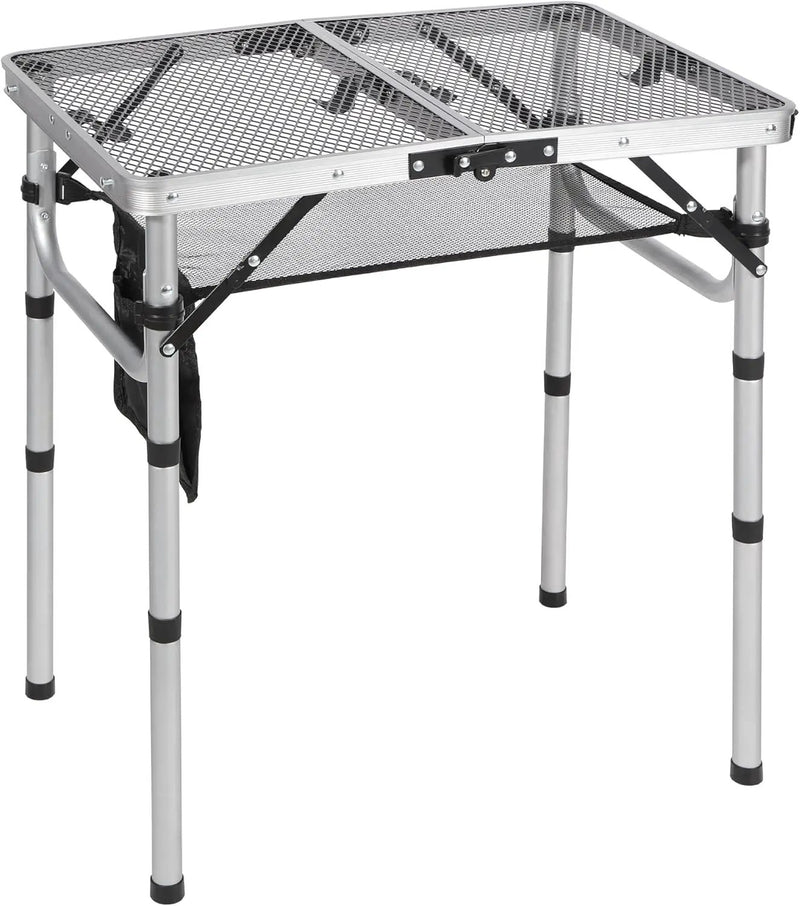 REDCAMP Small Folding Grill Table for Outside, 2Ft Lightweight 4 Height Adjustable Portable Metal Table with Mesh Desktop, Outdoor Table for Camping Picnic Beach and BBQ, Silver by GreenHaven Gardens