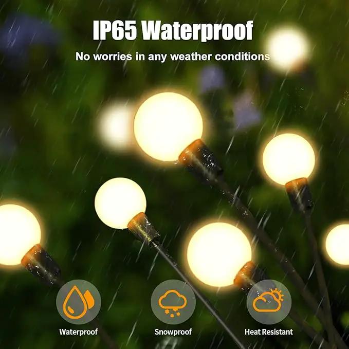 Solar Garden Lights, 4 Pack 32 LED Outdoor Firefly Lights, Waterproof Solar Pathway Lights, Swaying Decorative Solar Lights for Yard, Patio, Pathway, and Garden, Warm White Glow by GreenHaven Gardens