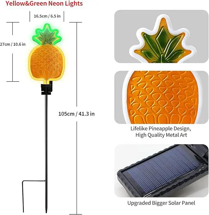 ANGMLN Solar Pineapple Neon Light - 2 Metal Garden Stake Lights 42 inch Path Lighting for Garden Yard Lawn Patio Walkway Decor Gifts for Mom Grandmother by GreenHaven Gardens