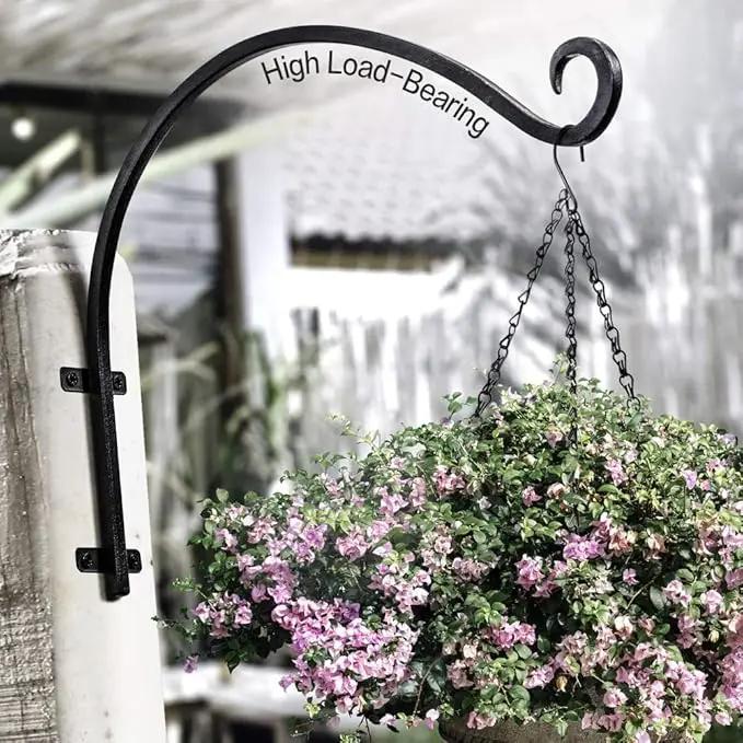 AJART Plant Hanger Bracket Outdoor: 16-Inch Metal Bird Feeder Wall Hooks - 2 Pieces Heavy Duty Plant Hanger Hook for Hanging Flower Baskets by GreenHaven Gardens