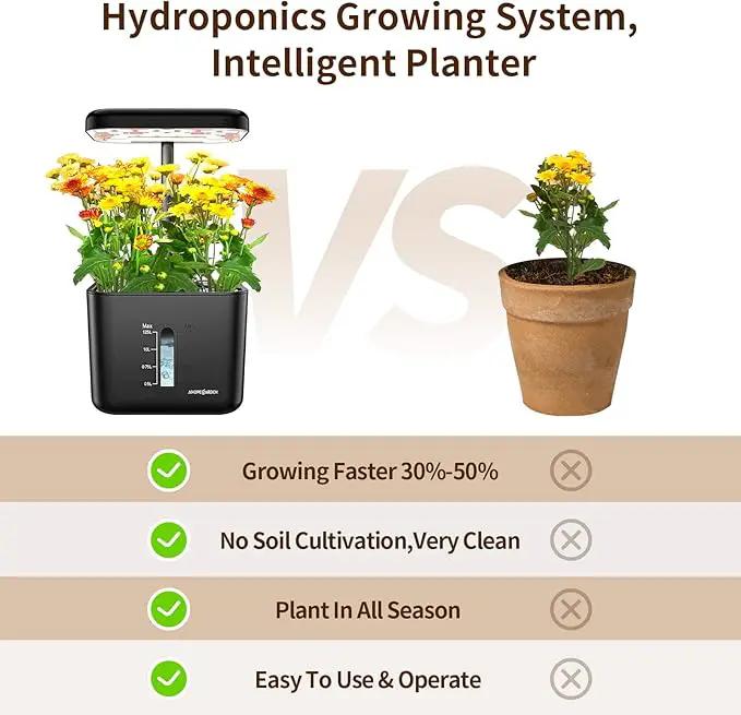Ahopegarden Hydroponics Growing System kit Indoor Herb Garden with Grow Light, 4 Pods Plant Germination Kit Herb Vegetable Flower Growth Countertop Grower Harvest Fresh Veggie Lettuce（No Seeds） by GreenHaven Gardens