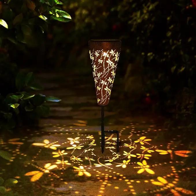4 Pack Dragonfly Solar Garden Pathway Lights Outdoor,Metal Garden Decorations Outdoor Lights with Patterns and Warm Light,Waterproof Landscape Lighting for Path Patio Backyard Yard by GreenHaven Gardens