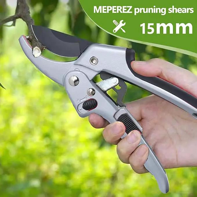 Upgraded Garden Clippers, Adjustable Germany Pruners, Work 3 Times Easier, Professional Pruning Shears, Cutting Rose, Flower, Hedge, Stem, Sharp Gardening Scissors, Arthritis Weak Hand Snips by GreenHaven Gardens