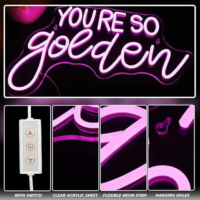 You're So Golden Neon Sign Wall Decor, Neon Signs Dimmable Letter Neon Sign Light Up Signs for Room,Bar,Bedroom,Party, Birthday Party Bar Pub Club Decoration Gifts by GreenHaven Gardens