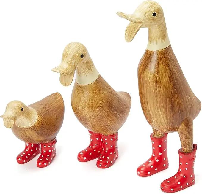 GUTE Duck Yard Decorations Yard Art Garden Puddle Ducks with Spotted Wellies Boots - Single - Garden Decor Statues, Duck Figurine Statue - Waterproof Indoor & Outdoor Lawn Gnome Ornament (Small Duck) by GreenHaven Gardens