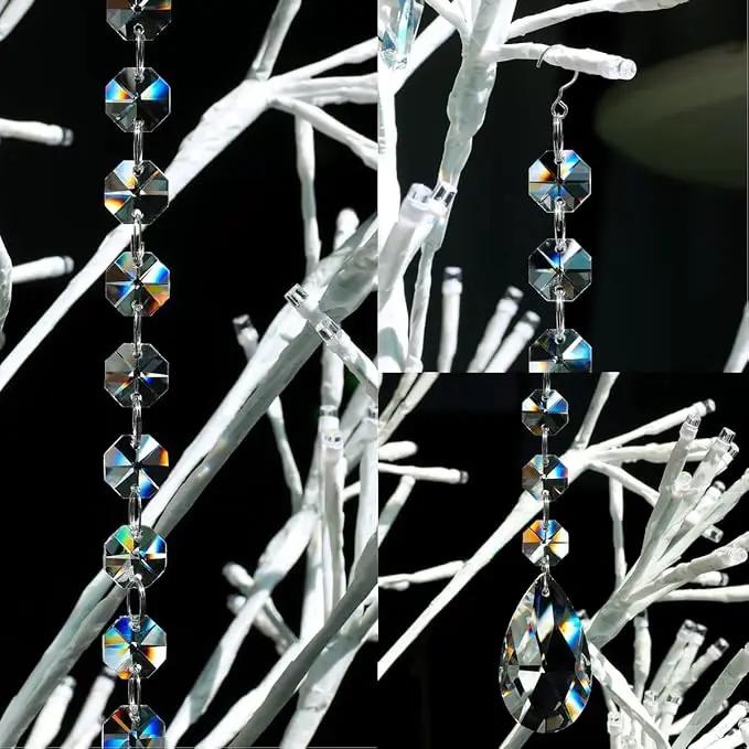1ft 10pcs Teardrop Crystals Garland, Hanging Chandelier Crystals Prism Beads Chain for Wedding Home Decoration Clear GOLDENHAITAI by GreenHaven Gardens