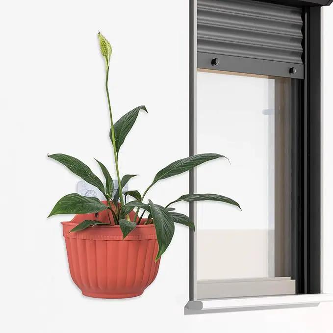 4 Pack Brick Red Wall Hanging Planter Pot Vertical Garden Living Wall Mount Window Hang Indoor Outdoor Plant Flower Basket for Kitchen Herbs Balcony Railing Shelf Fence Bedroom Trellis Decor Modern by GreenHaven Gardens