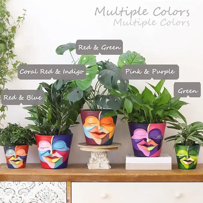 GUGUGO 10 Inch Abstract Head Planter Pots, Unique Face Plant Pot with Drainage, Funny Flower Pots for Indoor Plants, Eclectic Home Decor Aesthetic by GreenHaven Gardens
