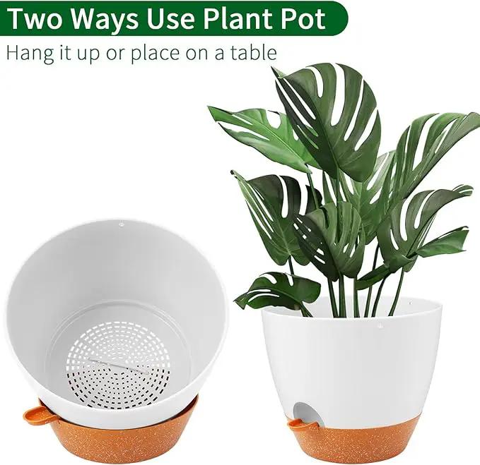 GARDIFE Large Hanging Planter, 12 inch Hanging planters for Indoor. Outdoor Plants, Self Watering Plant Pot, Plant Hanger, White by GreenHaven Gardens